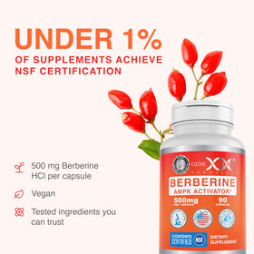 Détail des capsules de Genex Formulas Berbérine HCl 500mg