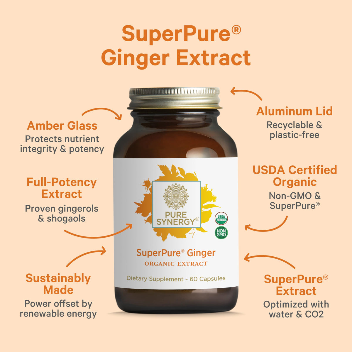 Détail des capsules de gingembre PURE SYNERGY