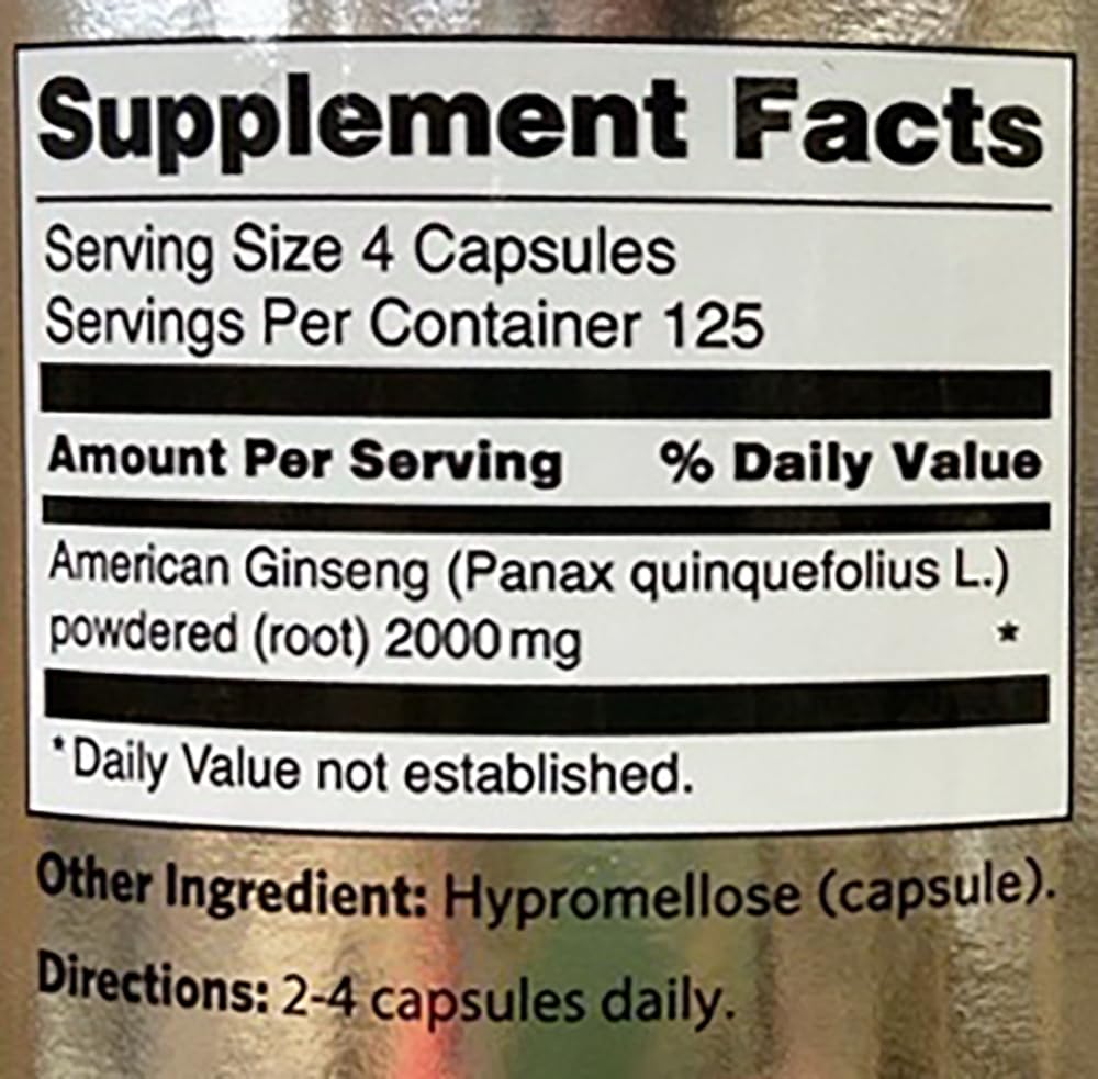 Détail des capsules de ginseng américain Hsu's