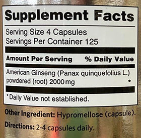 Détail des capsules de ginseng américain Hsu's