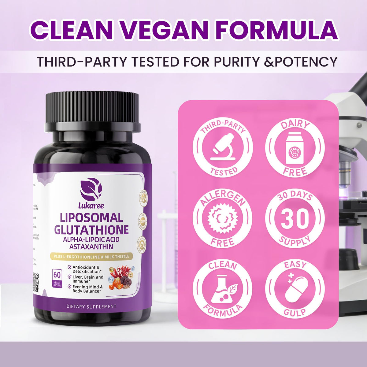 Détail des capsules de Glutathione Liposomal Lukaree