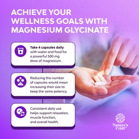 Détail des capsules de glycinate de magnésium Natures Craft