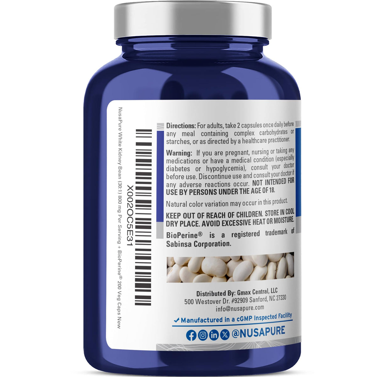 Détail des capsules de haricots blancs NusaPure