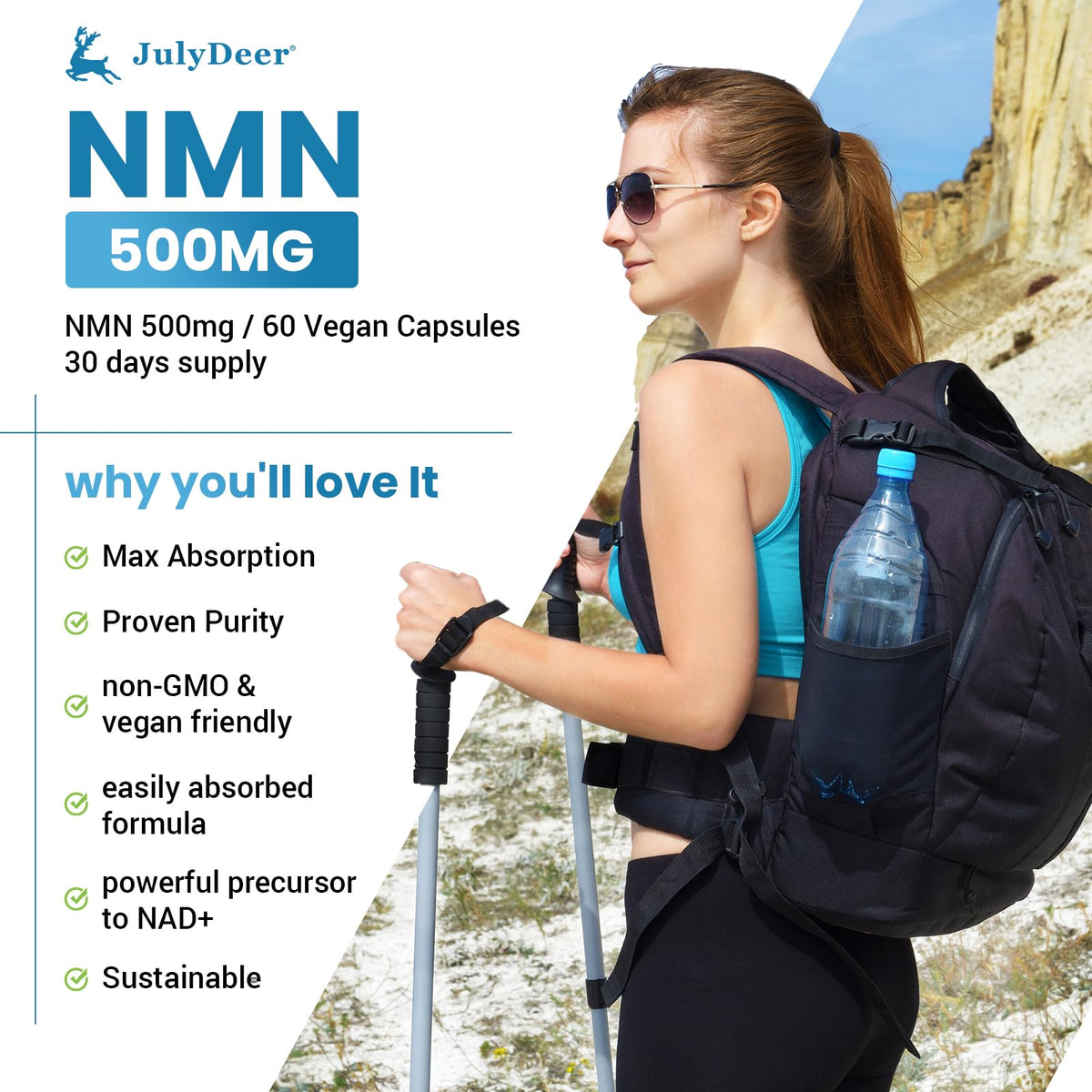 Détail des capsules de JulyDeer NMN 500mg