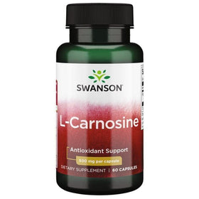 Détail des capsules de L-Carnosine Swanson sur une table