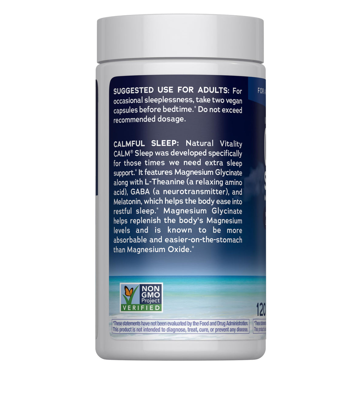 Détail des capsules de magnésium Calm Natural Vitality