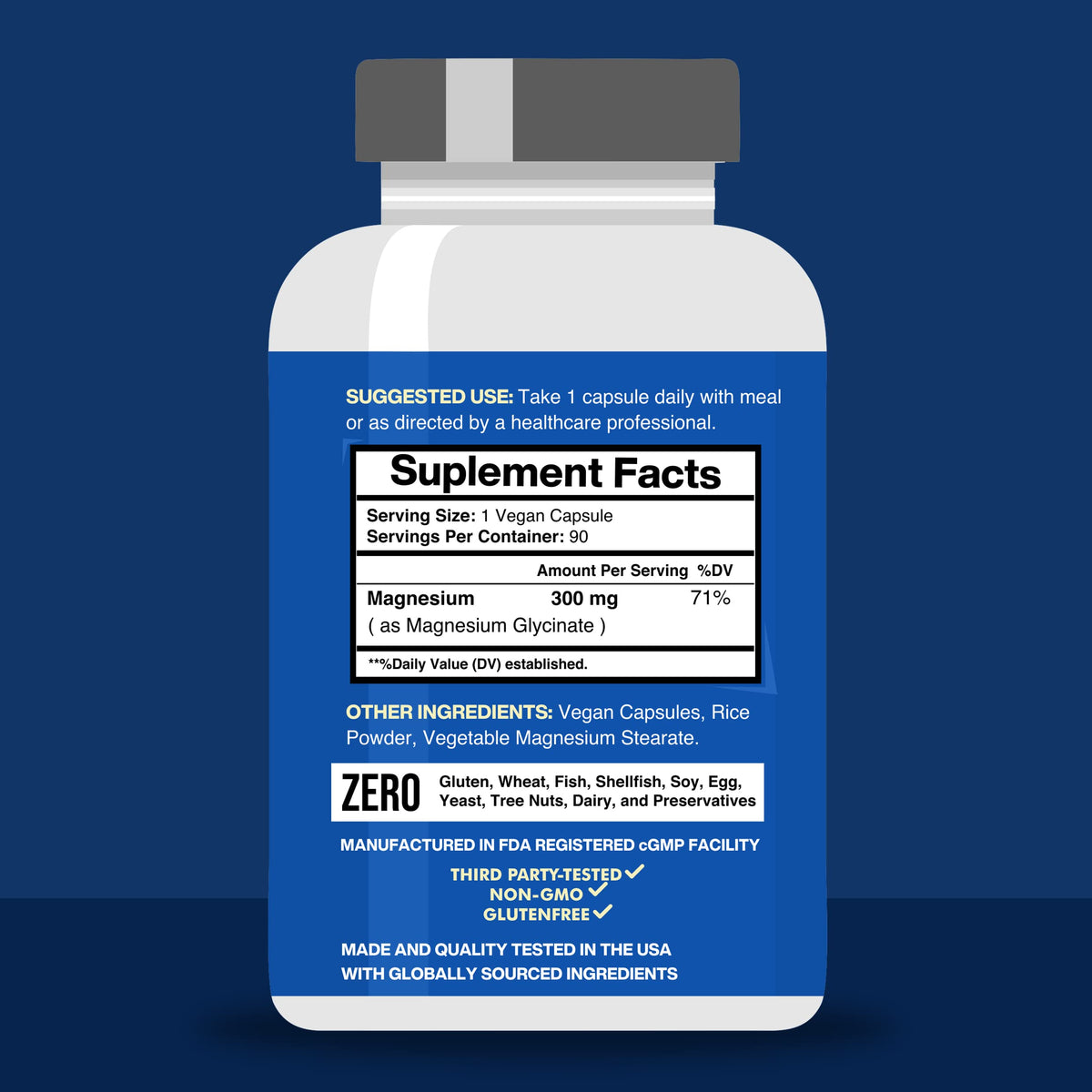 Détail des capsules de Magnésium Glycinate 300mg