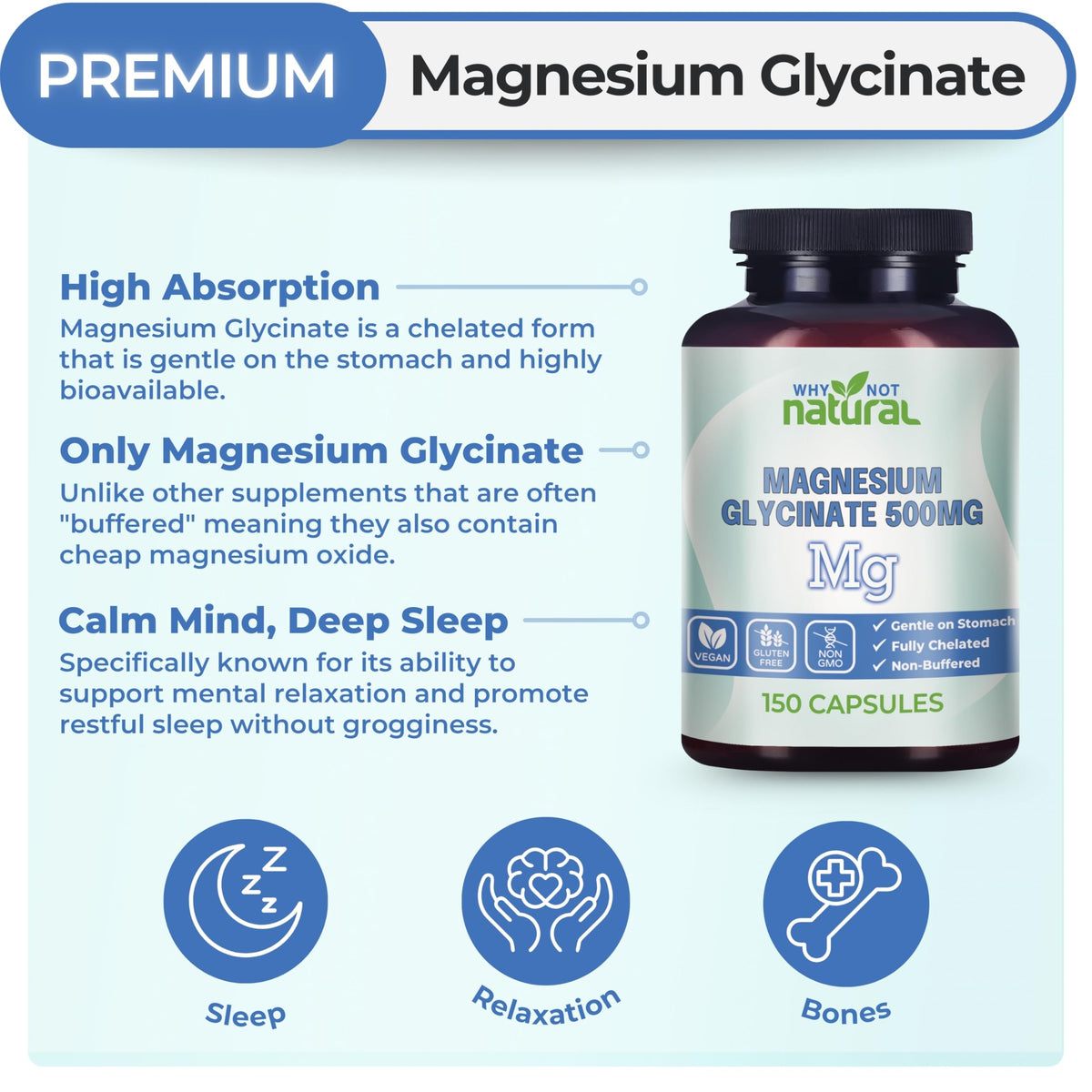 Détail des capsules de magnésium glycinate Why Not Natural