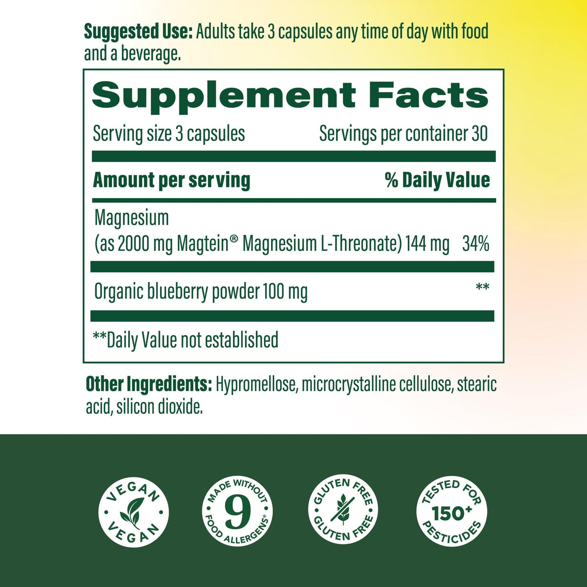 Détail des capsules de MegaFood Magnesium L-Threonate