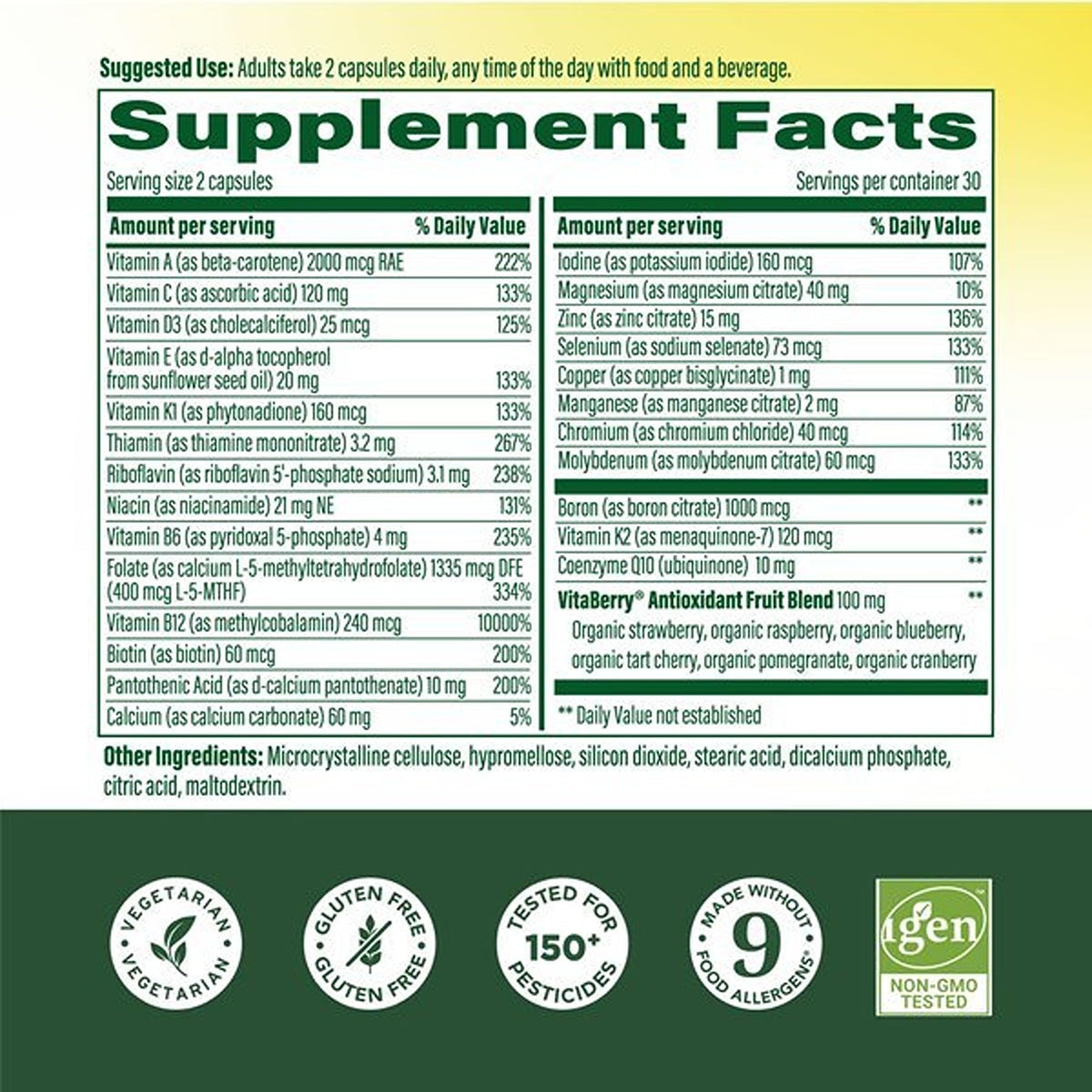 Détail des capsules de MegaFood Multivitamines pour Hommes