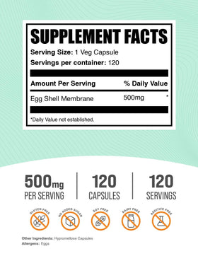 Détail des capsules de membrane de coquille d'œuf BulkSupplements