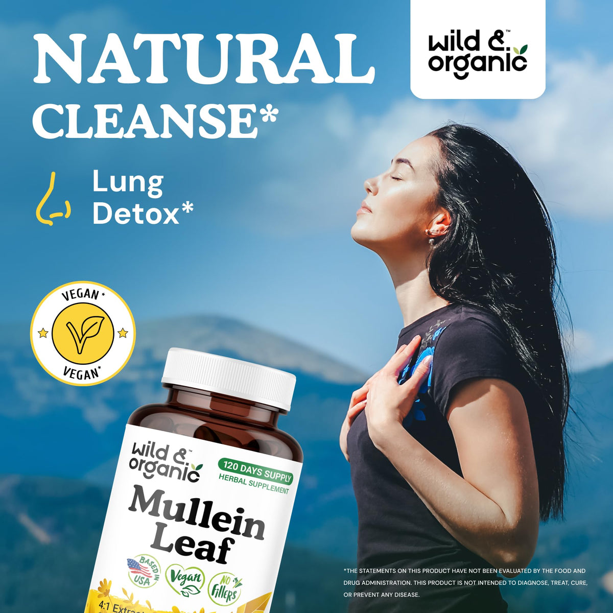 Détail des capsules de molène Wild & Organic sur fond blanc