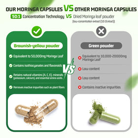 Détail des capsules de Moringa Nature Echo sur un fond blanc