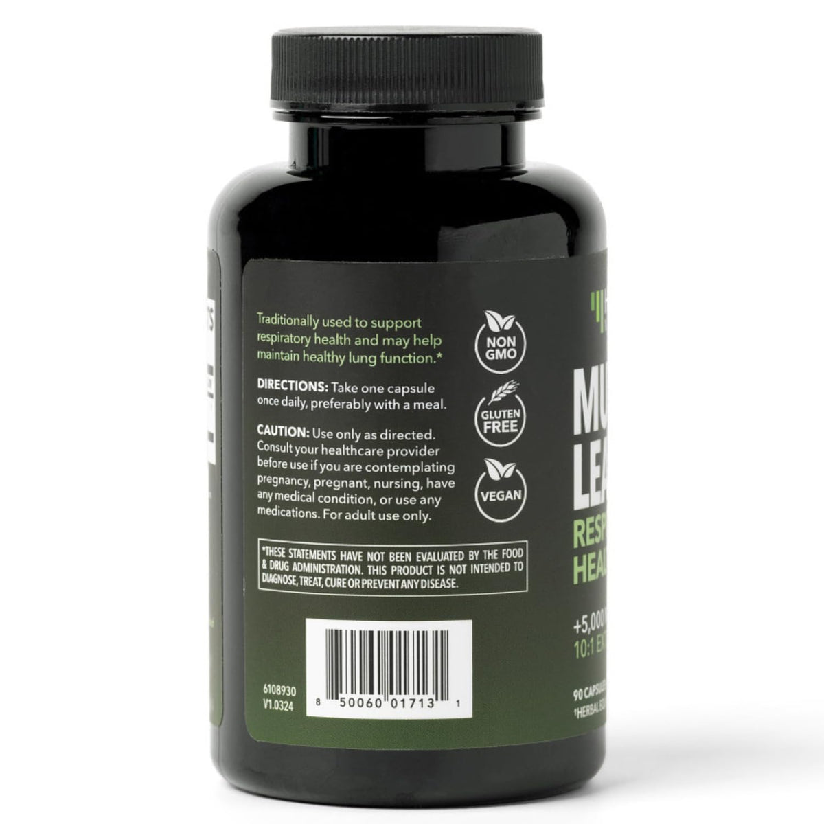 Détail des capsules de Mullein HAVASU NUTRITION sur fond blanc