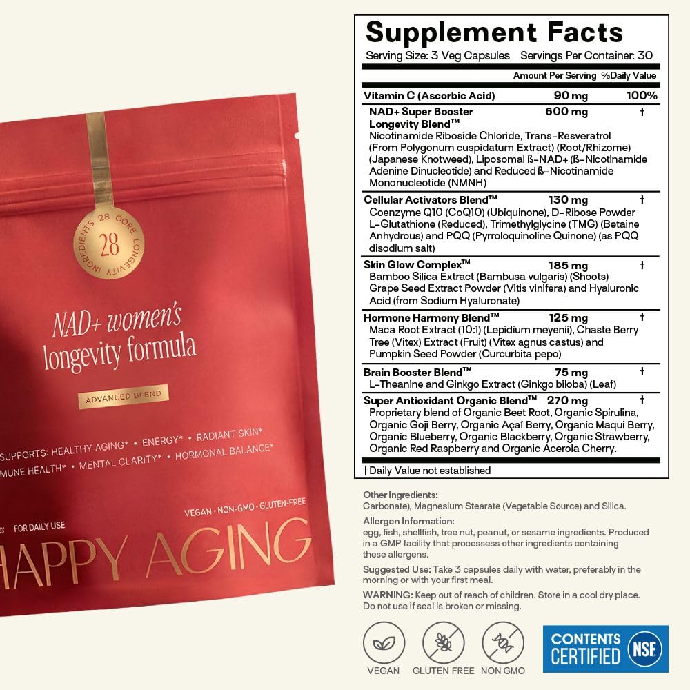 Détail des capsules de NAD+ Happy Aging