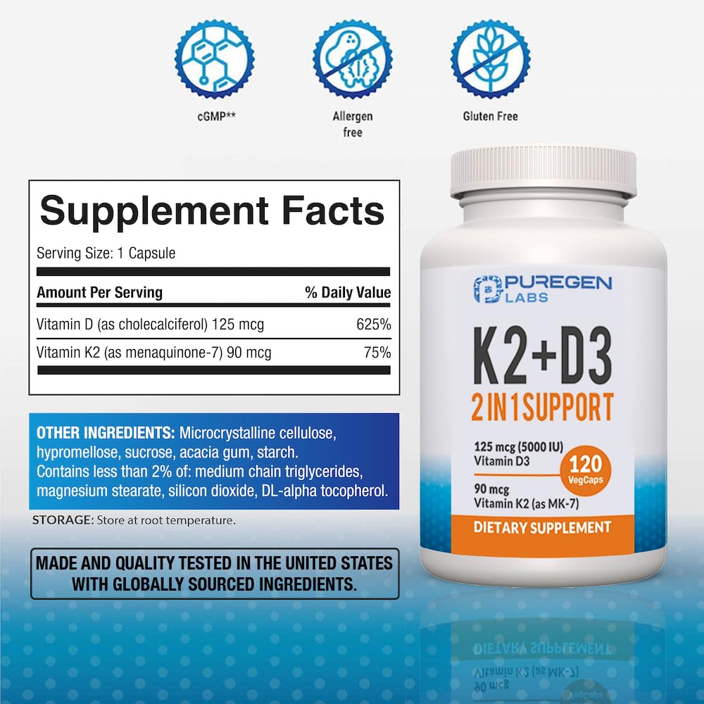 Détail des capsules de P Puregen Labs K2 D3