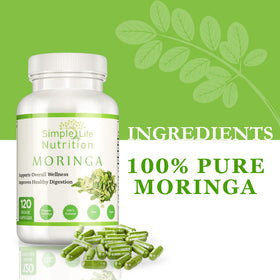 Détail des Capsules de Poudre de Moringa Bio Simple Life Nutrition