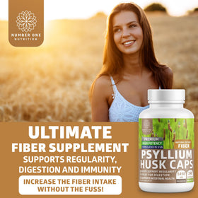 Détail des capsules de psyllium 1450mg Number One Nutrition