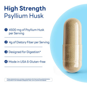 Détail des capsules de psyllium Vitamin World dans la main