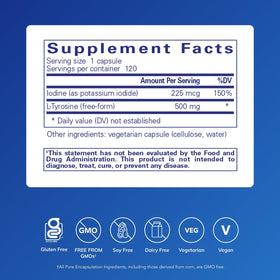 Détail des capsules de Pure Encapsulations Iode et Tyrosine