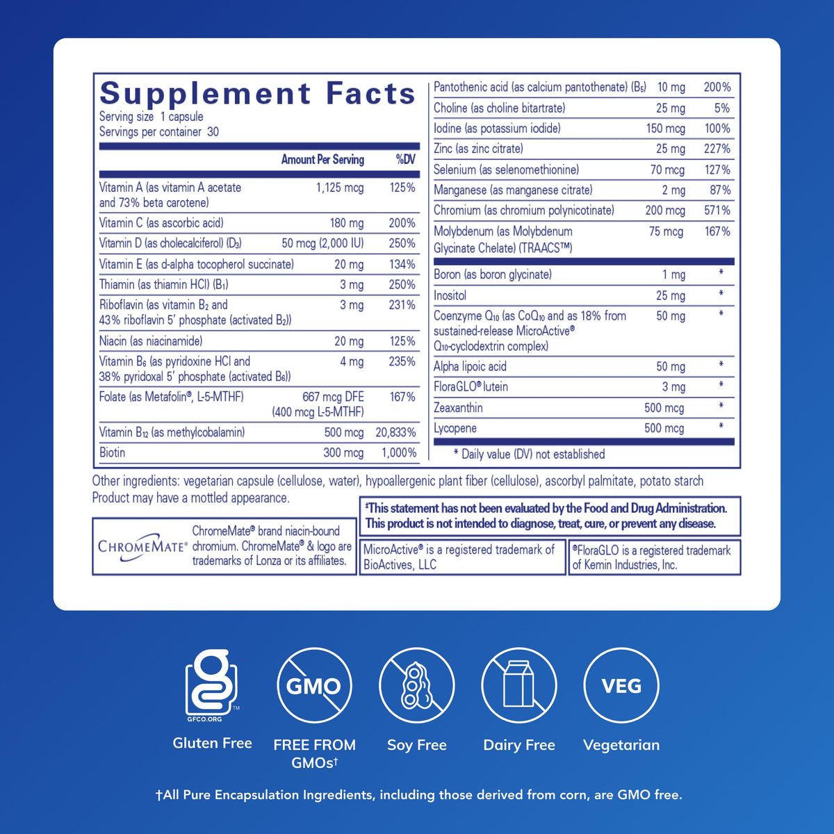 Détail des capsules de Pure Encapsulations O.N.E. Multivitamin