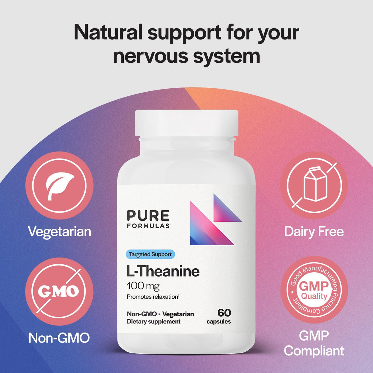 Détail des capsules de PureFormulas L-Theanine, 100 mg