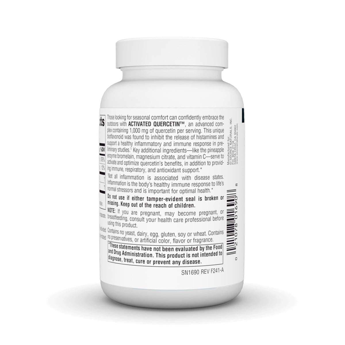 Détail des capsules de Quercétine Activée Source Naturals