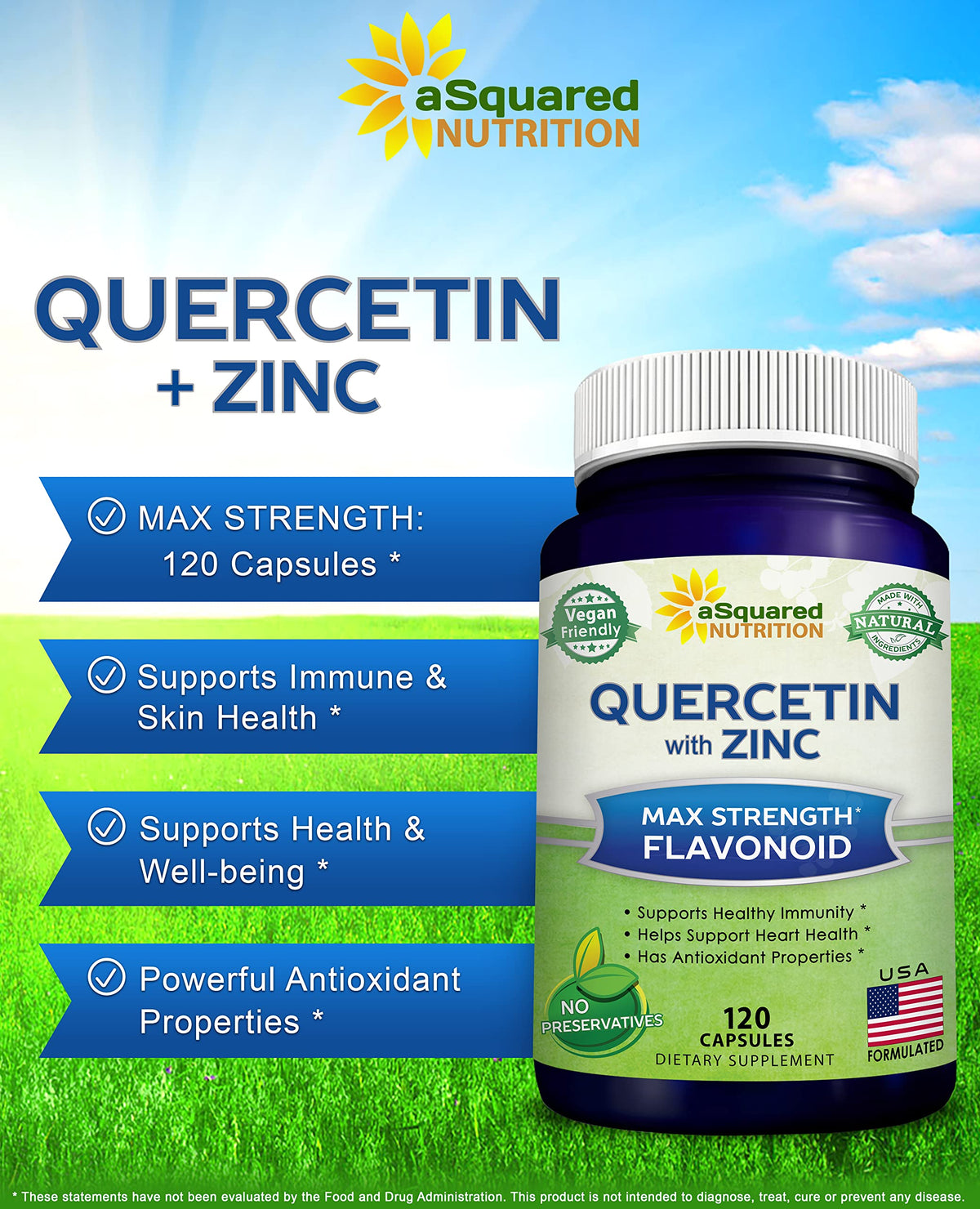 Détail des capsules de Quercétine avec Zinc aSquared Nutrition