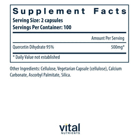 Détail des capsules de quercétine Vital Nutrients