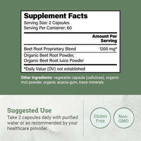 Détail des capsules de racine de betterave Earth Harmony Naturals