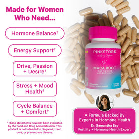 Détail des capsules de racine de maca bio Pink Stork, couleur des capsules