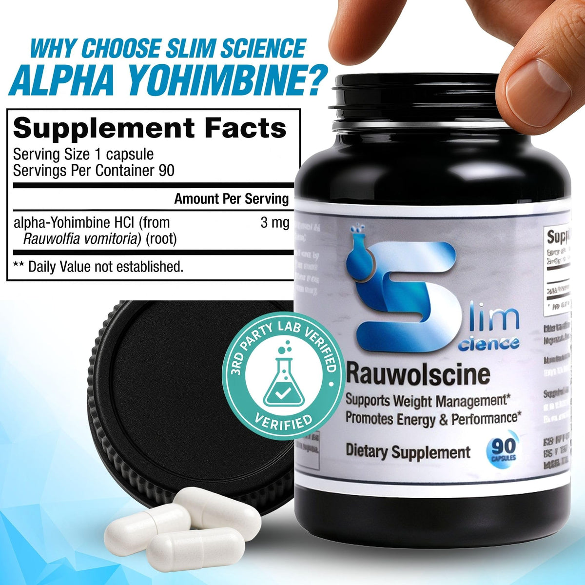 Détail des capsules de Rauwolscine Yohimbine HCL