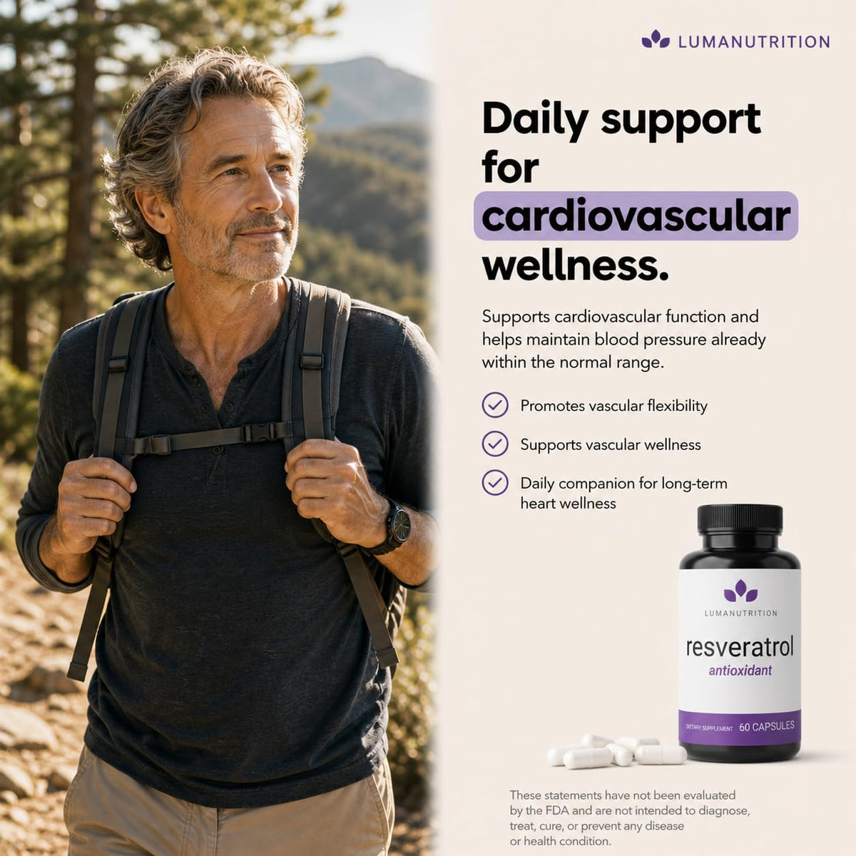 Détail des capsules de resvératrol Luma Nutrition