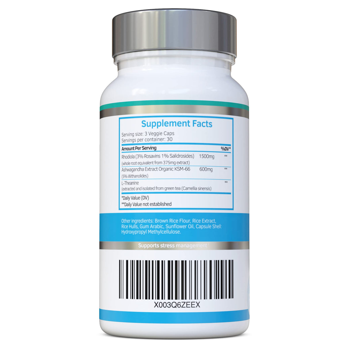 Détail des capsules de Rhodiola & Ashwagandha 600mg