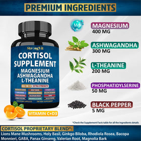 Détail des capsules de StrongVit Cortisol sur une surface blanche
