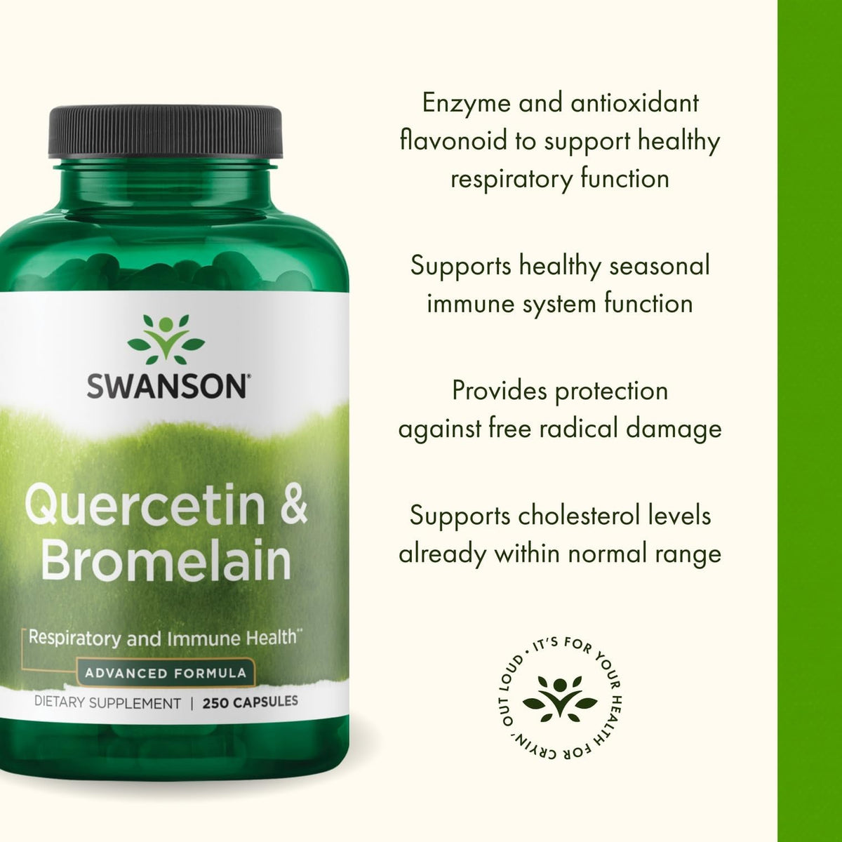 Détail des capsules de Swanson Quercétine & Bromélaïne