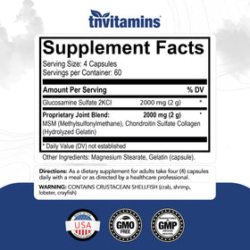 Détail des capsules de tnvitamins Glucosamine Chondroitin MSM