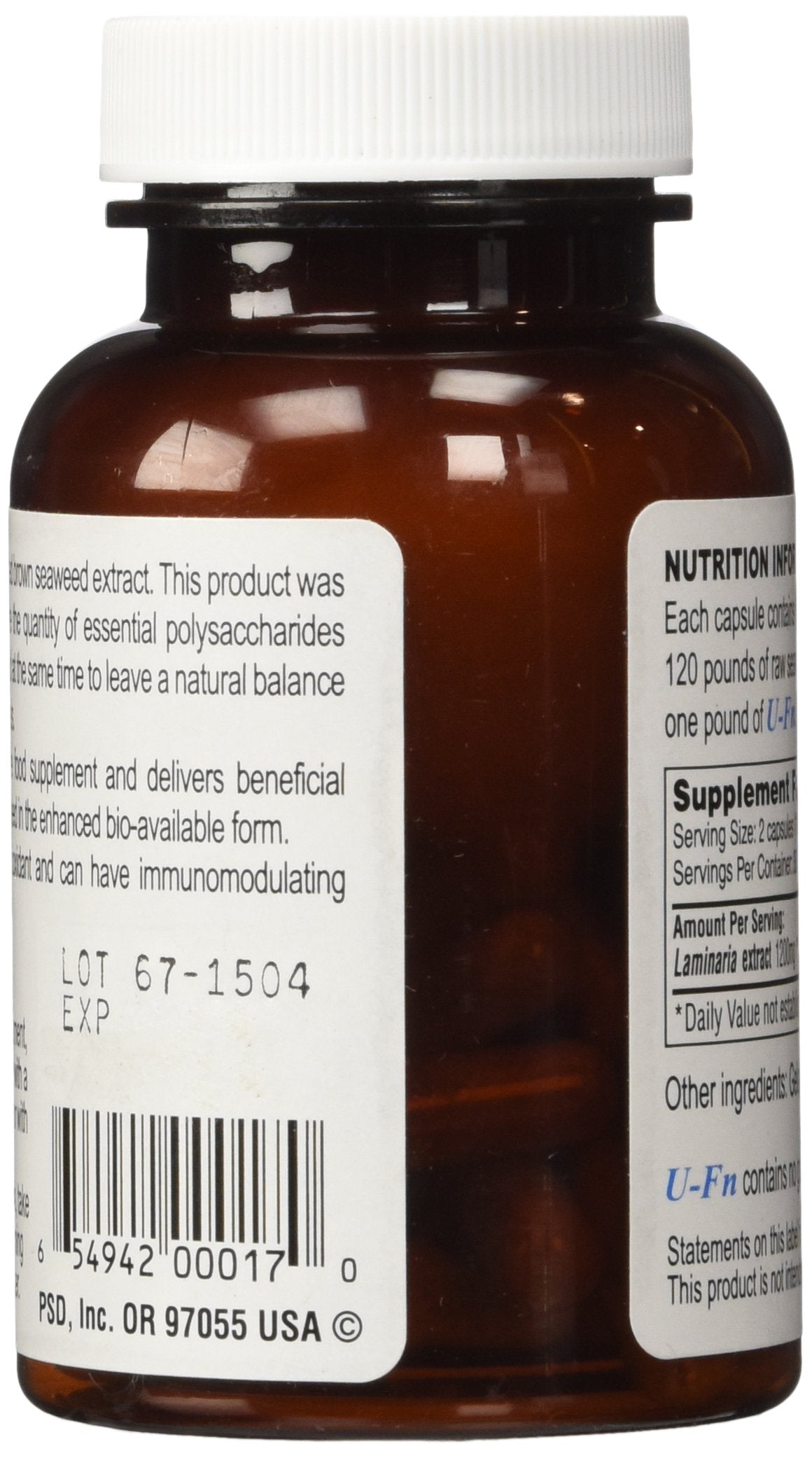 Détail des capsules de U-Fucoidan Extract 600 mg