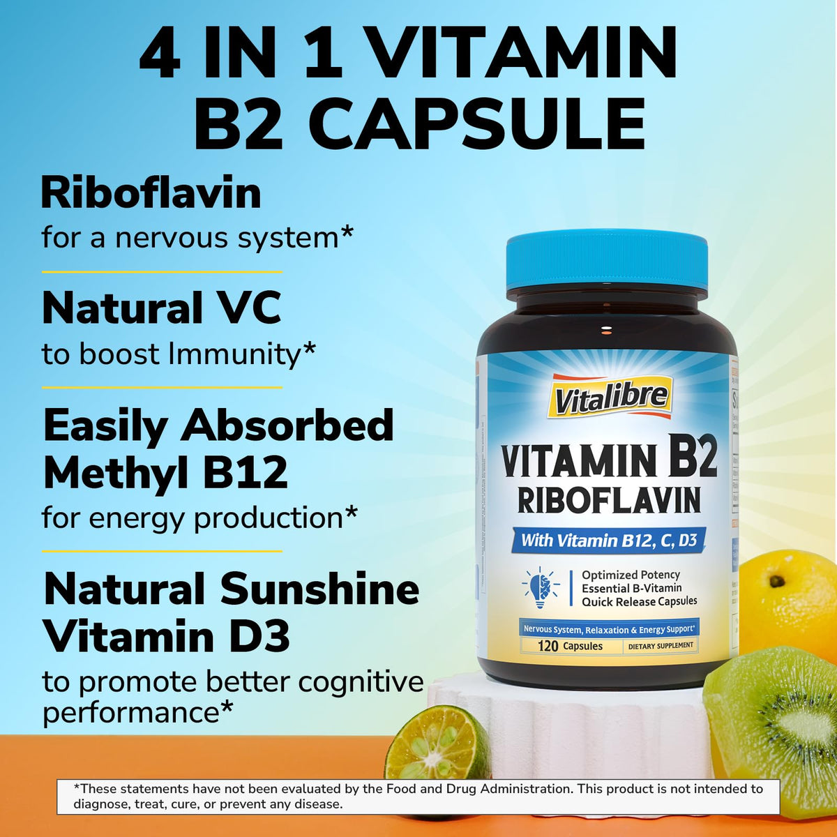 Détail des capsules de Vitamine B2 400 mg Vitalibre