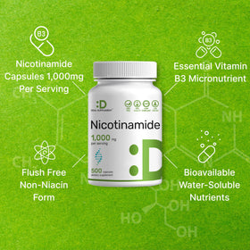 Détail des capsules de Vitamine B3 Nicotinamide 1000 mg