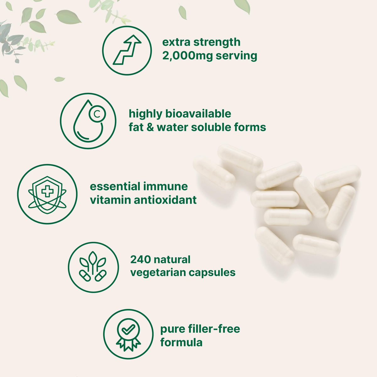 Détail des capsules de Vitamine C Pure Micro Ingredients