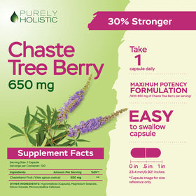 Détail des capsules de Vitex 650mg Purely Holistic