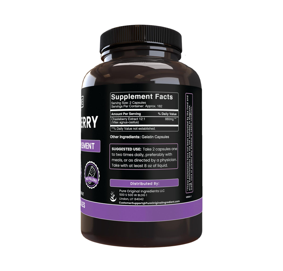 Détail des capsules de Vitex Berry, montrant la taille et la forme