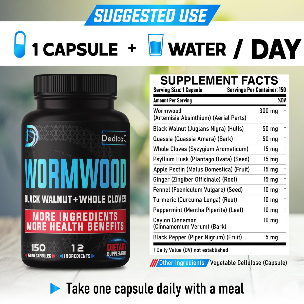 Détail des capsules DEDICAD Extrait de Vermout sur fond blanc