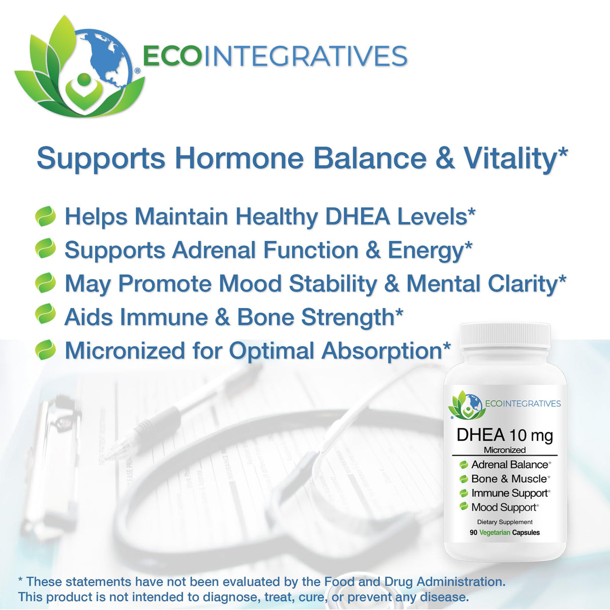Détail des capsules EcoIntegratives DHEA 10mg