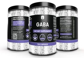 Détail des capsules GABA PURE ORIGINAL INGREDIENTS dans la bouteille