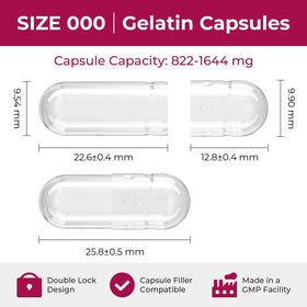 Détail des capsules gélatine vides ATLEMISME, inodores et sans goût