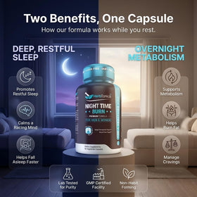 Détail des capsules Herbtonics Nuit et Métabolisme dans un bol