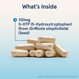 Détail des capsules Jarrow 5-HTP sur fond blanc