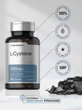 Détail des capsules L-Cystéine Horbäach sur un fond neutre
